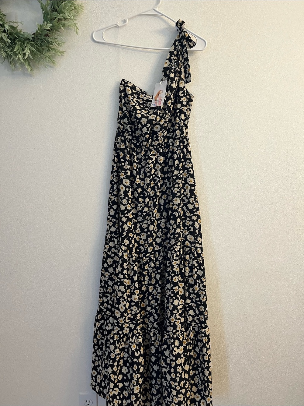 PrettyGarden Floral One Shoulder Maxi Dress